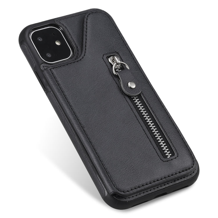 For iPhone 11 Solid Color Double Buckle Zipper Shockproof Protective Case(Black) - iPhone 11 Cases by buy2fix | Online Shopping UK | buy2fix