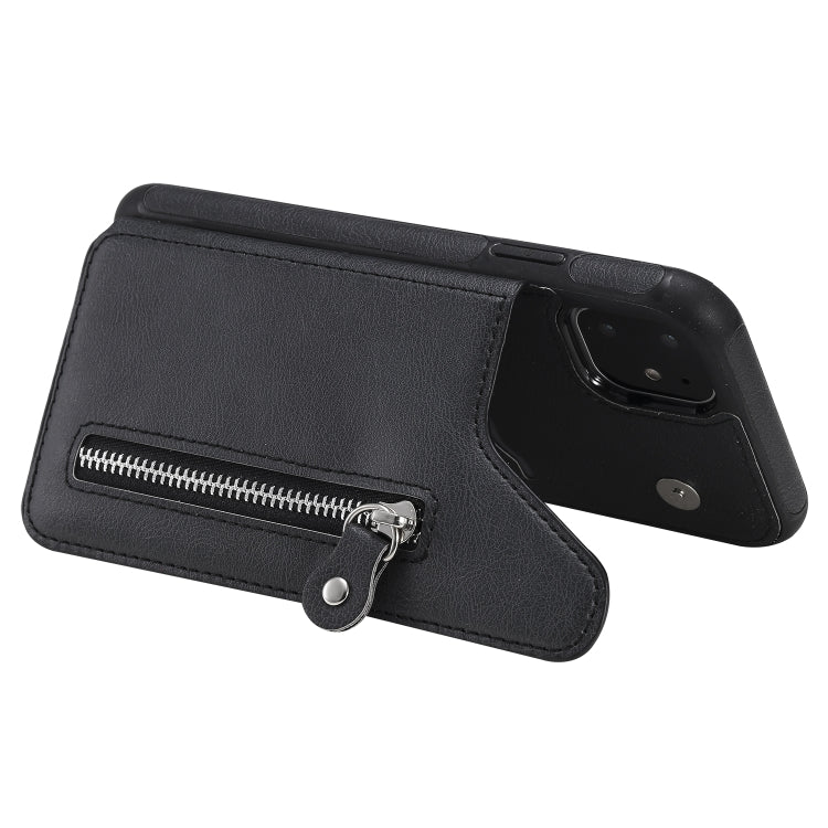 For iPhone 11 Solid Color Double Buckle Zipper Shockproof Protective Case(Black) - iPhone 11 Cases by buy2fix | Online Shopping UK | buy2fix