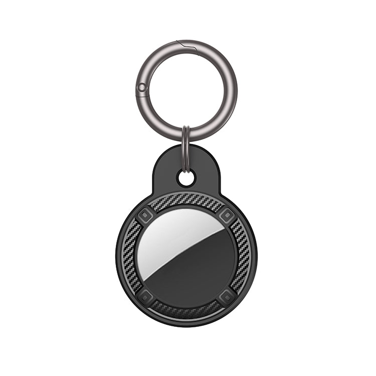 Round Shape Carbon Fiber Anti-fall Case with Keychain Ring for AirTag(Black) - Key Chain Series by buy2fix | Online Shopping UK | buy2fix