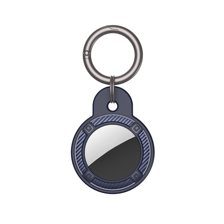 Round Shape Carbon Fiber Anti-fall Case with Keychain Ring for AirTag(Blue) - Key Chain Series by buy2fix | Online Shopping UK | buy2fix
