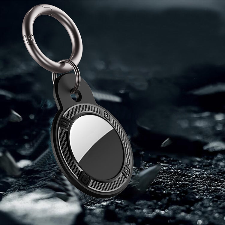 Round Shape Carbon Fiber Anti-fall Case with Keychain Ring for AirTag(Blue) - Key Chain Series by buy2fix | Online Shopping UK | buy2fix