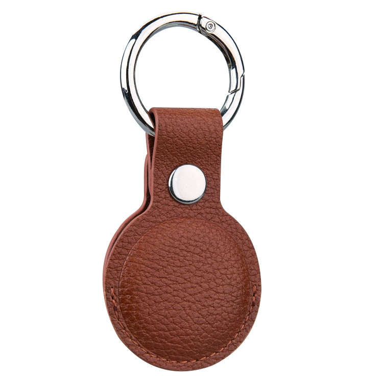 Litchi Texture Leather Protective Case with Key Ring for AirTag(Brown) - Other by buy2fix | Online Shopping UK | buy2fix