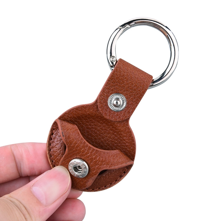 Litchi Texture Leather Protective Case with Key Ring for AirTag(Brown) - Other by buy2fix | Online Shopping UK | buy2fix