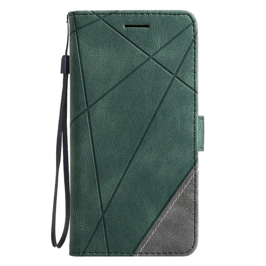 For OPPO A74 4G / F19 Skin Feel Splicing Horizontal Flip Leather Case with Holder & Card Slots & Wallet & Photo Frame(Green) by buy2fix