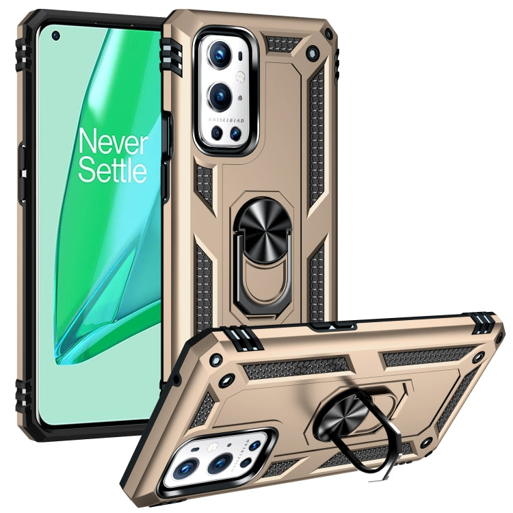 For OnePlus 9 Pro Shockproof TPU + PC Protective Case with 360 Degree Rotating Holder(Gold) - OnePlus Cases by buy2fix | Online Shopping UK | buy2fix