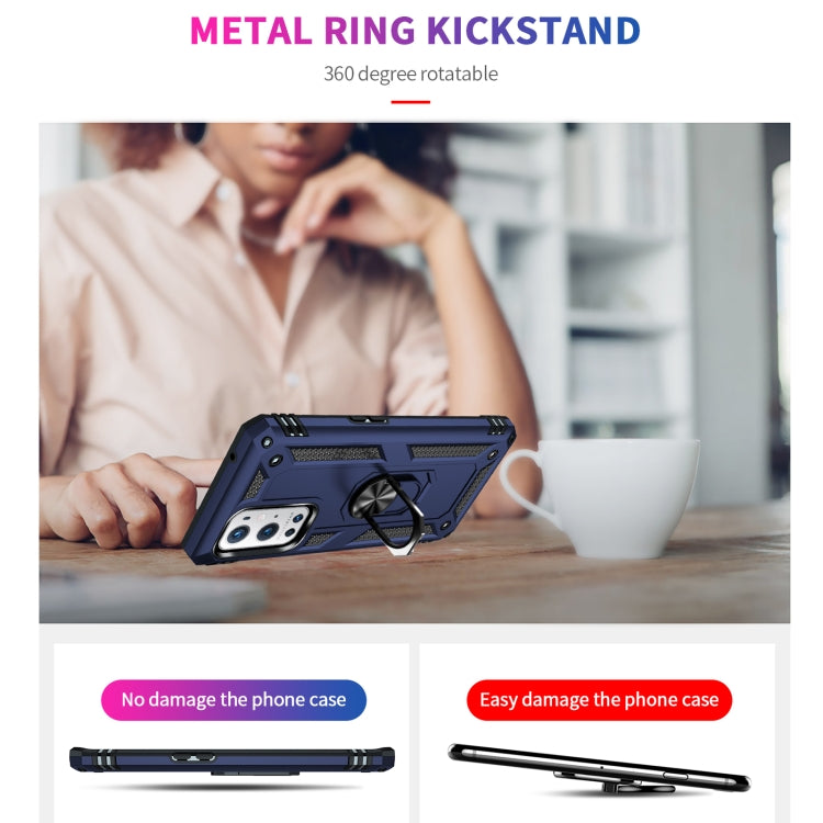 For OnePlus 9 Pro Shockproof TPU + PC Protective Case with 360 Degree Rotating Holder(Blue) - OnePlus Cases by buy2fix | Online Shopping UK | buy2fix