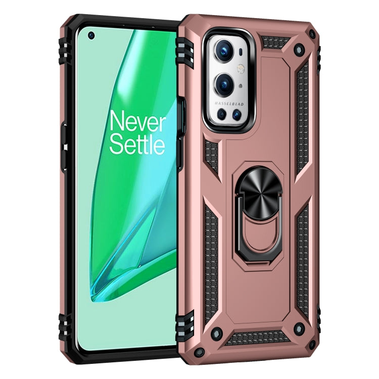 For OnePlus 9 Pro Shockproof TPU + PC Protective Case with 360 Degree Rotating Holder(Rose Gold) - OnePlus Cases by buy2fix | Online Shopping UK | buy2fix