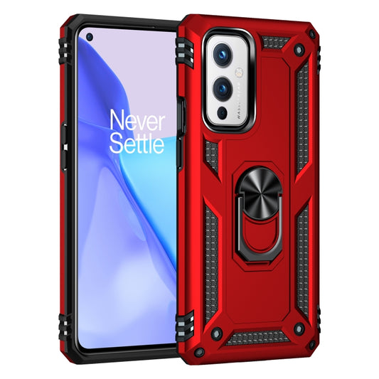 For OnePlus 9 Shockproof TPU + PC Protective Case with 360 Degree Rotating Holder(Red) by buy2fix