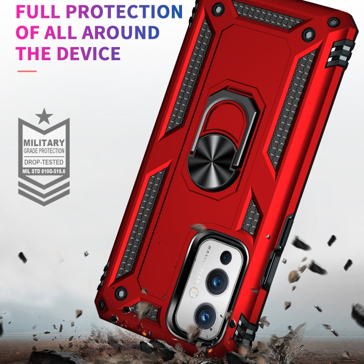 For OnePlus 9 Shockproof TPU + PC Protective Case with 360 Degree Rotating Holder(Red) - OnePlus Cases by buy2fix | Online Shopping UK | buy2fix