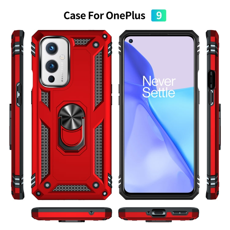 For OnePlus 9 Shockproof TPU + PC Protective Case with 360 Degree Rotating Holder(Red) - OnePlus Cases by buy2fix | Online Shopping UK | buy2fix