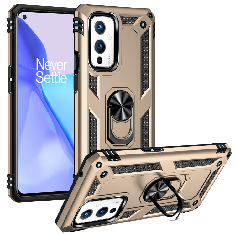 For OnePlus 9 Shockproof TPU + PC Protective Case with 360 Degree Rotating Holder(Gold) - OnePlus Cases by buy2fix | Online Shopping UK | buy2fix