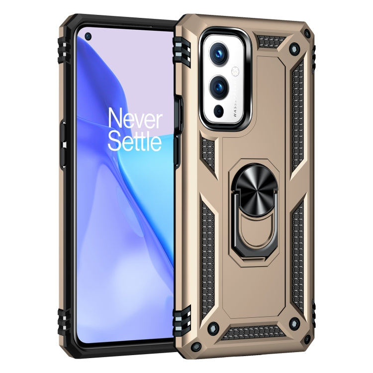 For OnePlus 9 Shockproof TPU + PC Protective Case with 360 Degree Rotating Holder(Gold) - OnePlus Cases by buy2fix | Online Shopping UK | buy2fix