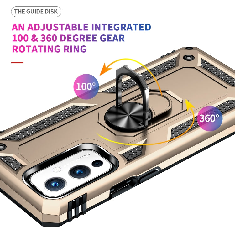 For OnePlus 9 Shockproof TPU + PC Protective Case with 360 Degree Rotating Holder(Gold) - OnePlus Cases by buy2fix | Online Shopping UK | buy2fix