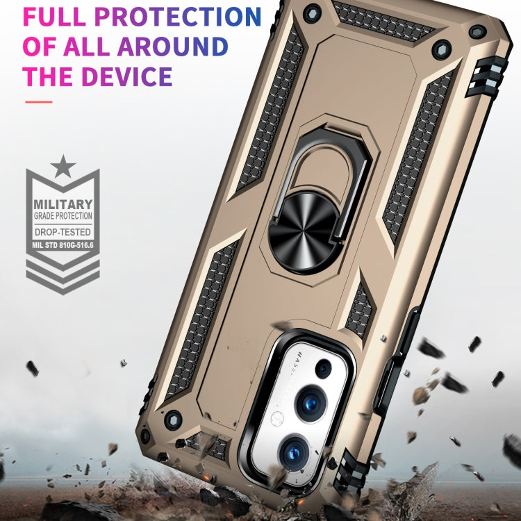 For OnePlus 9 Shockproof TPU + PC Protective Case with 360 Degree Rotating Holder(Gold) - OnePlus Cases by buy2fix | Online Shopping UK | buy2fix