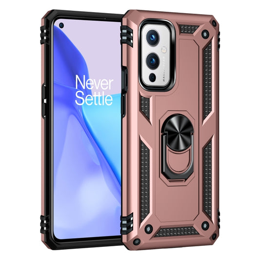For OnePlus 9 Shockproof TPU + PC Protective Case with 360 Degree Rotating Holder(Rose Gold) by buy2fix
