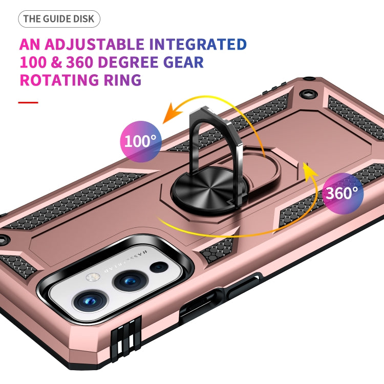 For OnePlus 9 Shockproof TPU + PC Protective Case with 360 Degree Rotating Holder(Rose Gold) - OnePlus Cases by buy2fix | Online Shopping UK | buy2fix