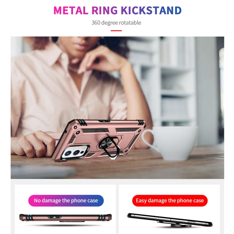 For OnePlus 9 Shockproof TPU + PC Protective Case with 360 Degree Rotating Holder(Rose Gold) - OnePlus Cases by buy2fix | Online Shopping UK | buy2fix