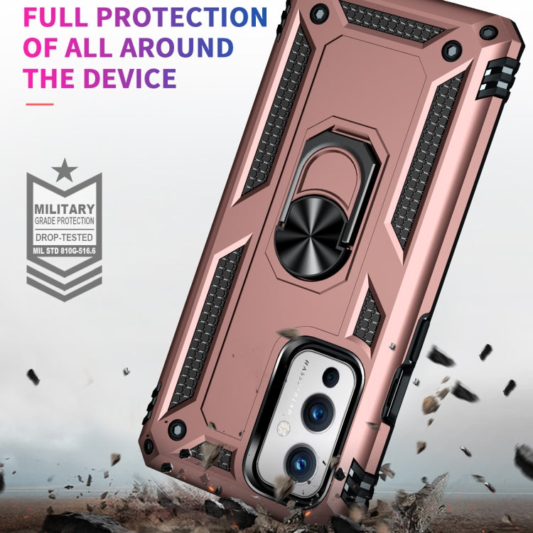For OnePlus 9 Shockproof TPU + PC Protective Case with 360 Degree Rotating Holder(Rose Gold) - OnePlus Cases by buy2fix | Online Shopping UK | buy2fix