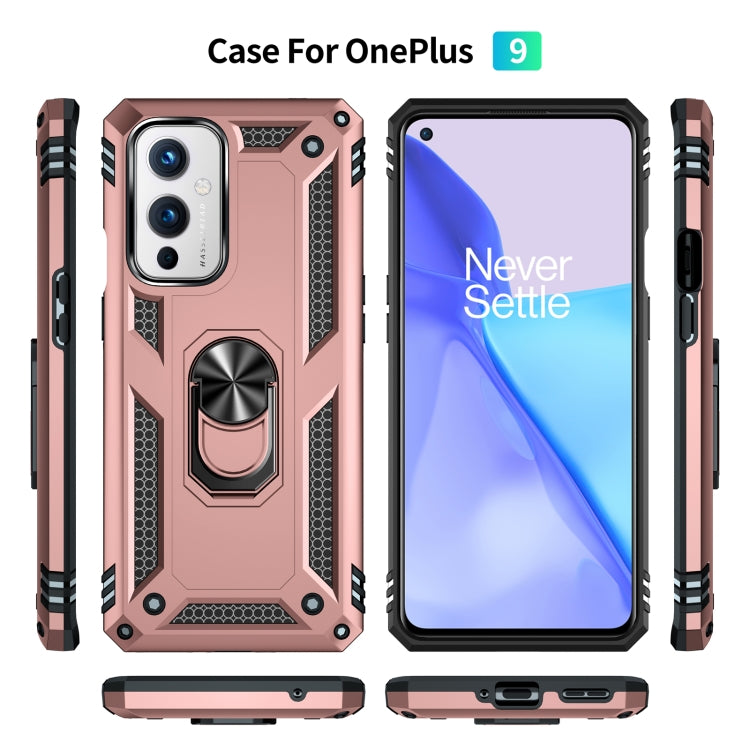 For OnePlus 9 Shockproof TPU + PC Protective Case with 360 Degree Rotating Holder(Rose Gold) - OnePlus Cases by buy2fix | Online Shopping UK | buy2fix