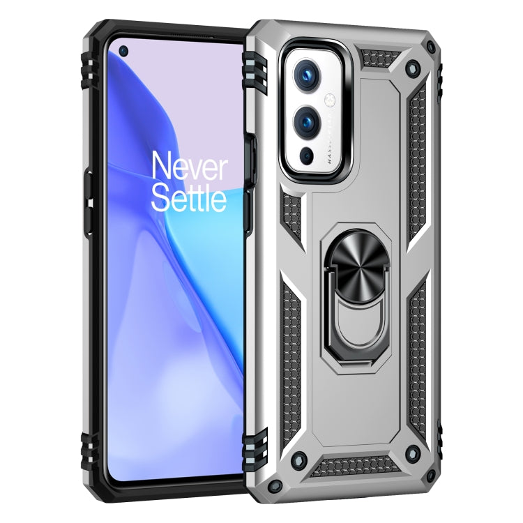 For OnePlus 9 Shockproof TPU + PC Protective Case with 360 Degree Rotating Holder(Silver) - OnePlus Cases by buy2fix | Online Shopping UK | buy2fix