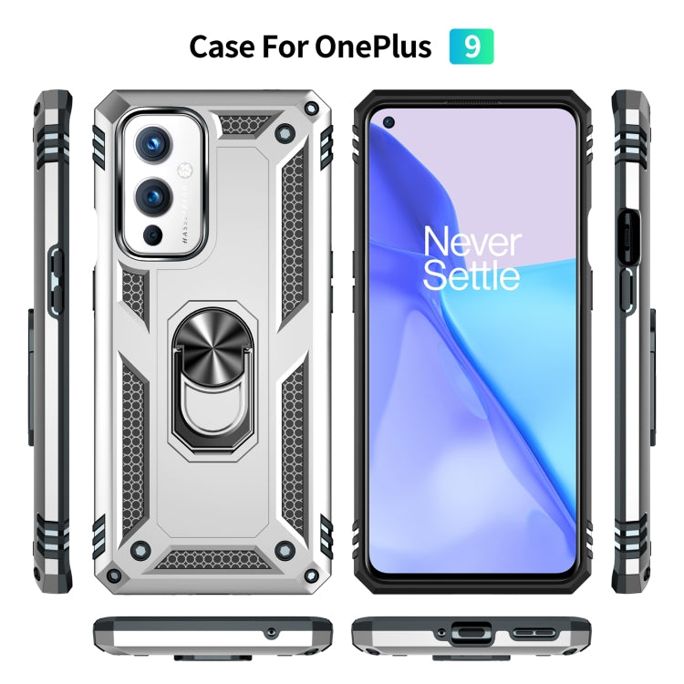 For OnePlus 9 Shockproof TPU + PC Protective Case with 360 Degree Rotating Holder(Silver) - OnePlus Cases by buy2fix | Online Shopping UK | buy2fix