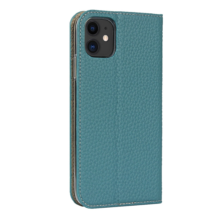 For iPhone 11 Litchi Genuine Leather Phone Case (Sky Blue) - iPhone 11 Cases by buy2fix | Online Shopping UK | buy2fix