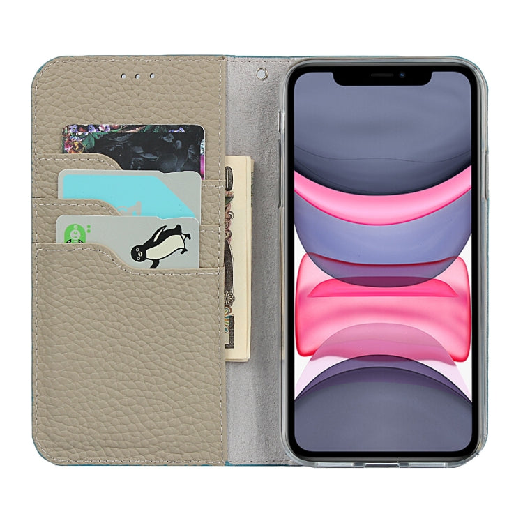 For iPhone 11 Litchi Genuine Leather Phone Case (Sky Blue) - iPhone 11 Cases by buy2fix | Online Shopping UK | buy2fix