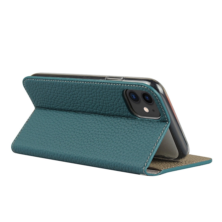 For iPhone 11 Litchi Genuine Leather Phone Case (Sky Blue) - iPhone 11 Cases by buy2fix | Online Shopping UK | buy2fix