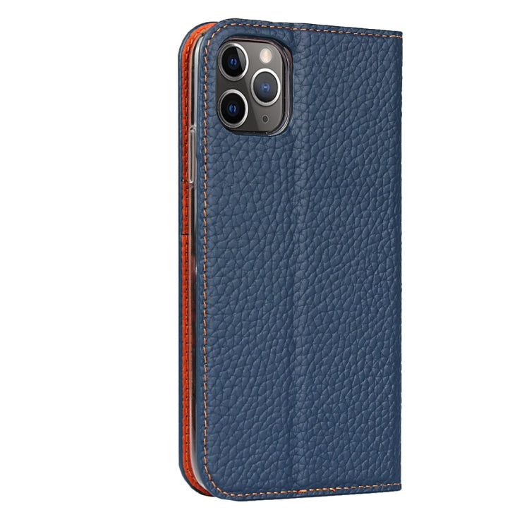 For iPhone 11 Pro Max Litchi Genuine Leather Phone Case (Dark Blue) - iPhone 11 Pro Max Cases by buy2fix | Online Shopping UK | buy2fix