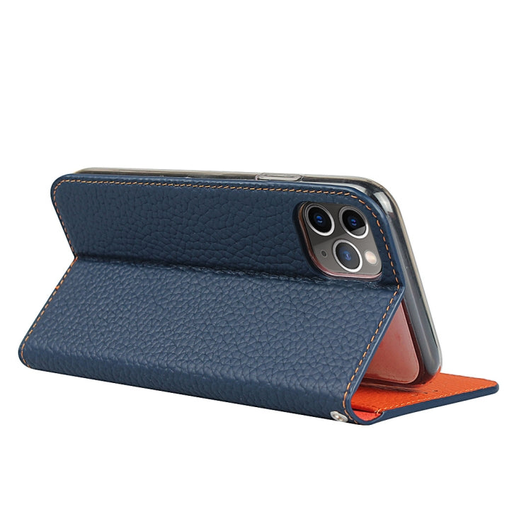 For iPhone 11 Pro Max Litchi Genuine Leather Phone Case (Dark Blue) - iPhone 11 Pro Max Cases by buy2fix | Online Shopping UK | buy2fix