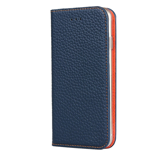 For iPhone SE 2022 / SE 2020 / 8 / 7 Litchi Genuine Leather Phone Case(Dark Blue) - iPhone SE 2022 / 2020 / 8 / 7 Cases by buy2fix | Online Shopping UK | buy2fix