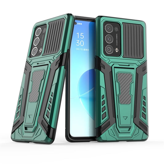 For OPPO Reno6 Pro+ 5G War Chariot Series Armor All-inclusive Shockproof PC + TPU Protective Case with Invisible Holder(Green) by buy2fix