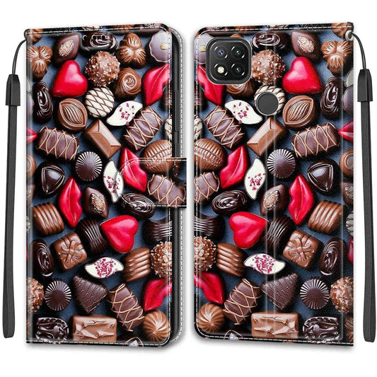 For Xiaomi Redmi 9C Voltage Coloured Drawing Magnetic Clasp Horizontal Flip PU Leather Case with Holder & Card Slots(C06 Red Lip Chocolate) by buy2fix