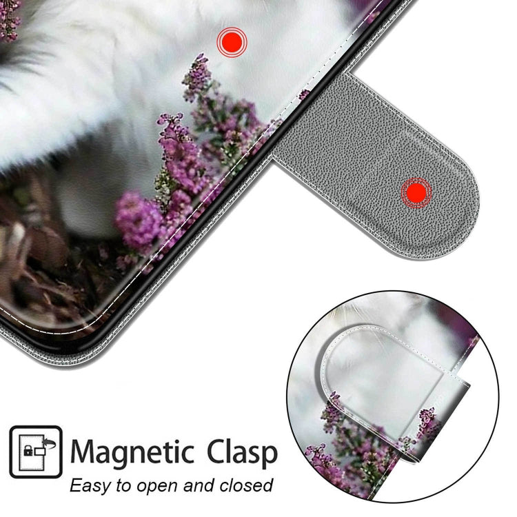 For Xiaomi Redmi 9C Voltage Coloured Drawing Magnetic Clasp Horizontal Flip PU Leather Case with Holder & Card Slots(C08 Flower Bush Big White Cat) - Xiaomi Cases by buy2fix | Online Shopping UK | buy2fix