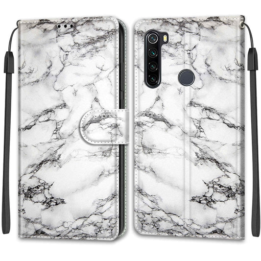 For Xiaomi Redmi Note 8 Voltage Coloured Drawing Magnetic Clasp Horizontal Flip PU Leather Case with Holder & Card Slots(C01 White Marble) by buy2fix