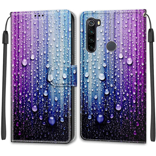 For Xiaomi Redmi Note 8 Voltage Coloured Drawing Magnetic Clasp Horizontal Flip PU Leather Case with Holder & Card Slots(C05 Purple Blue Water Drops) by buy2fix