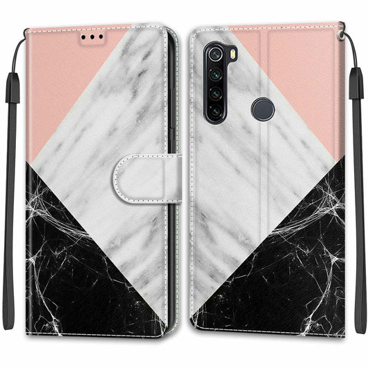 For Xiaomi Redmi Note 8 Voltage Coloured Drawing Magnetic Clasp Horizontal Flip PU Leather Case with Holder & Card Slots(C07 Pink White Black) by buy2fix