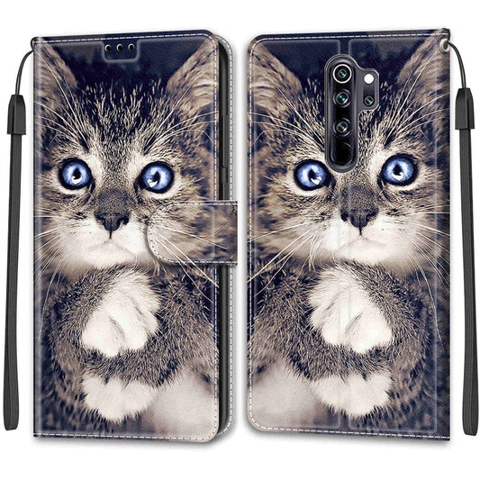 For Xiaomi Redmi Note 8 Pro Voltage Coloured Drawing Magnetic Clasp Horizontal Flip PU Leather Case with Holder & Card Slots(C02 Fork Hand White Claw Cat) by buy2fix