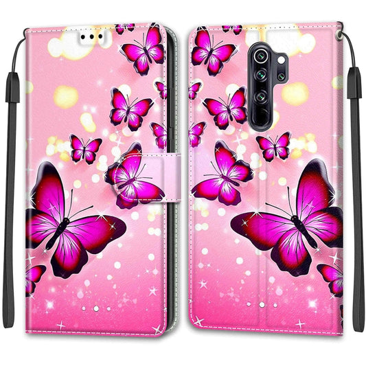 For Xiaomi Redmi Note 8 Pro Voltage Coloured Drawing Magnetic Clasp Horizontal Flip PU Leather Case with Holder & Card Slots(C03 Gradient Pink Flying Butterflies) by buy2fix