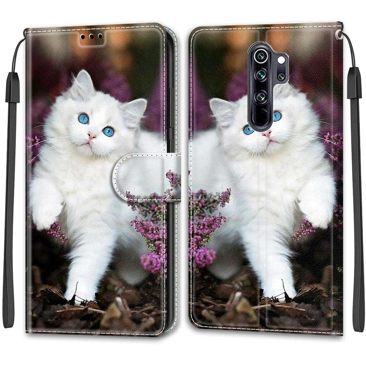 For Xiaomi Redmi Note 8 Pro Voltage Coloured Drawing Magnetic Clasp Horizontal Flip PU Leather Case with Holder & Card Slots(C08 Flower Bush Big White Cat) - Xiaomi Cases by buy2fix | Online Shopping UK | buy2fix