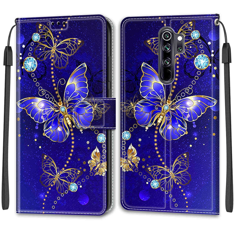 For Xiaomi Redmi Note 8 Pro Voltage Coloured Drawing Magnetic Clasp Horizontal Flip PU Leather Case with Holder & Card Slots(C11 Blue Golden Chain Butterflies) - Xiaomi Cases by buy2fix | Online Shopping UK | buy2fix