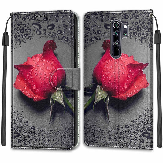 For Xiaomi Redmi Note 8 Pro Voltage Coloured Drawing Magnetic Clasp Horizontal Flip PU Leather Case with Holder & Card Slots(C14 Black Water Drop Rose) by buy2fix