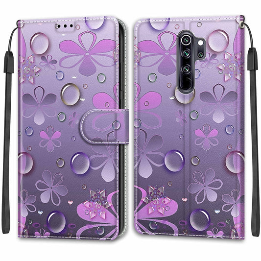 For Xiaomi Redmi Note 8 Pro Voltage Coloured Drawing Magnetic Clasp Horizontal Flip PU Leather Case with Holder & Card Slots(C16 Water Drop Six Petal Flower) by buy2fix
