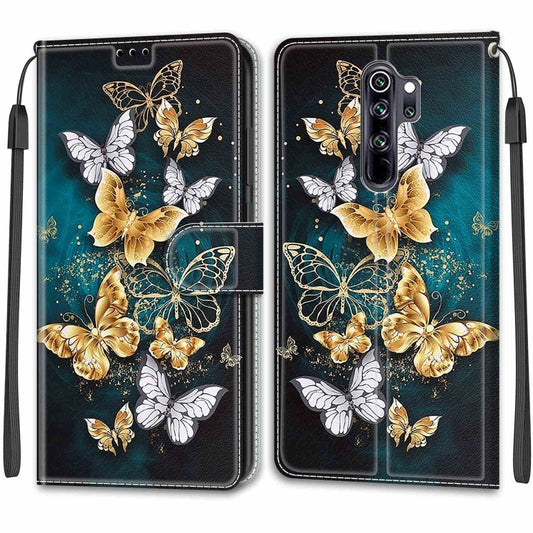 For Xiaomi Redmi Note 8 Pro Voltage Coloured Drawing Magnetic Clasp Horizontal Flip PU Leather Case with Holder & Card Slots(C20 Gold Silver Flying Butterflies) by buy2fix