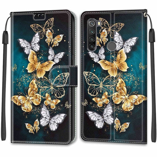For Xiaomi Redmi Note 8T Voltage Coloured Drawing Magnetic Clasp Horizontal Flip PU Leather Case with Holder & Card Slots(C20 Gold Silver Flying Butterflies) by buy2fix