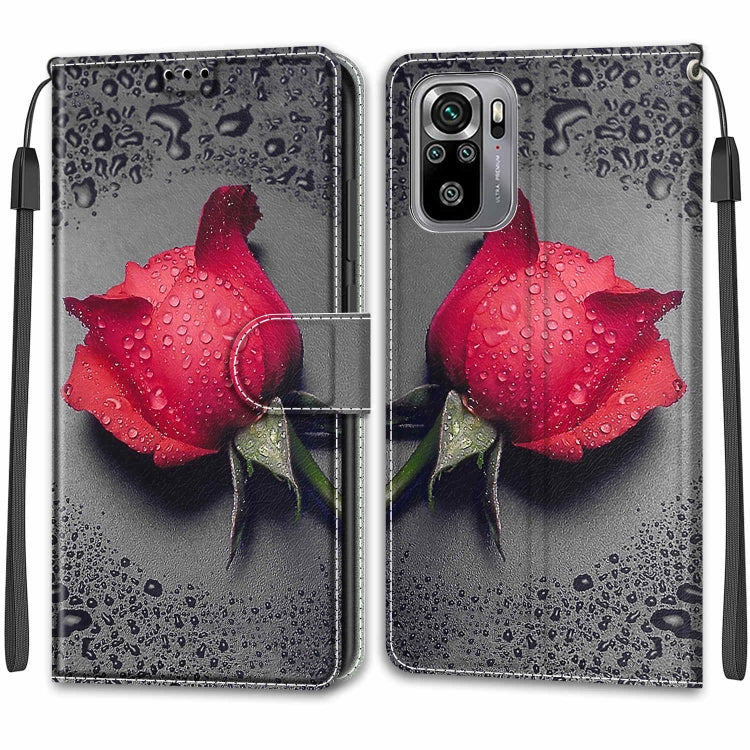 For Xiaomi Redmi Note 10 4G/Note 10S Voltage Coloured Drawing Magnetic Clasp Horizontal Flip PU Leather Case with Holder & Card Slots(C14 Black Water Drop Rose) - Xiaomi Cases by buy2fix | Online Shopping UK | buy2fix