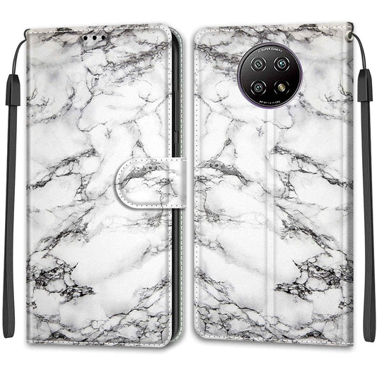 For Xiaomi Redmi Note 9 5G/ 9T Voltage Coloured Drawing Magnetic Clasp Horizontal Flip PU Leather Case with Holder & Card Slots(C01 White Marble) by buy2fix