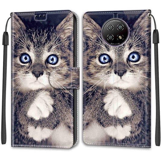 For Xiaomi Redmi Note 9 5G/ 9T Voltage Coloured Drawing Magnetic Clasp Horizontal Flip PU Leather Case with Holder & Card Slots(C02 Fork Hand White Claw Cat) by buy2fix