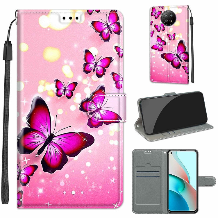 For Xiaomi Redmi Note 9 5G/ 9T Voltage Coloured Drawing Magnetic Clasp Horizontal Flip PU Leather Case with Holder & Card Slots(C03 Gradient Pink Flying Butterflies) - Xiaomi Cases by buy2fix | Online Shopping UK | buy2fix