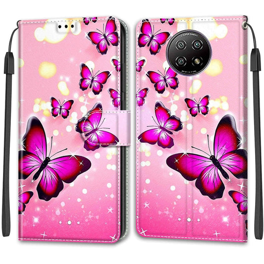 For Xiaomi Redmi Note 9 5G/ 9T Voltage Coloured Drawing Magnetic Clasp Horizontal Flip PU Leather Case with Holder & Card Slots(C03 Gradient Pink Flying Butterflies) by buy2fix
